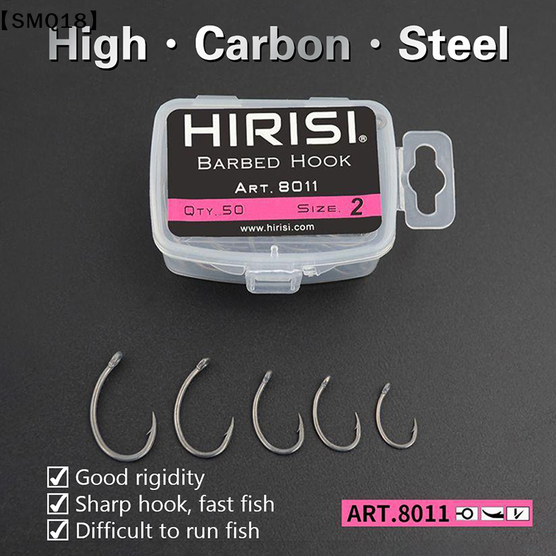 Fishing Hook Box - Hirisi 50pcs Boxed Hooks Barbed Multi-Type