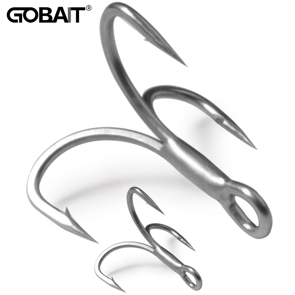 Fishing Hook Offset - GOBAIT 20PCS Treble Hooks 2#-10# Fishhook