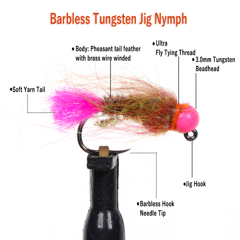 Wifreo 12pcs Tungsten Beadhead - Fishing Hook Barbless のレビューと価格