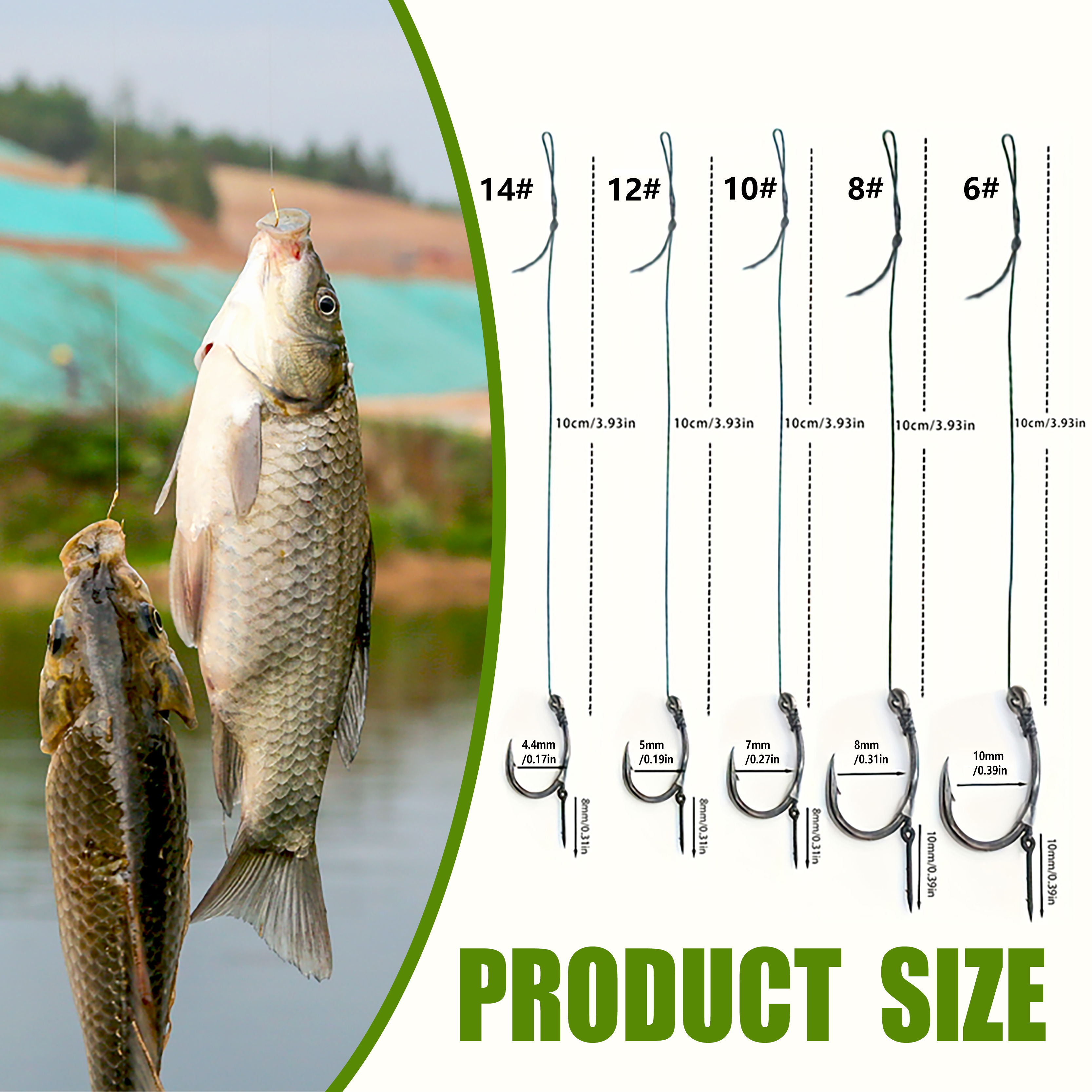 Carp Fishing Rigs Pre Tied, Me - Fishing Hook Circle のレビューと価格