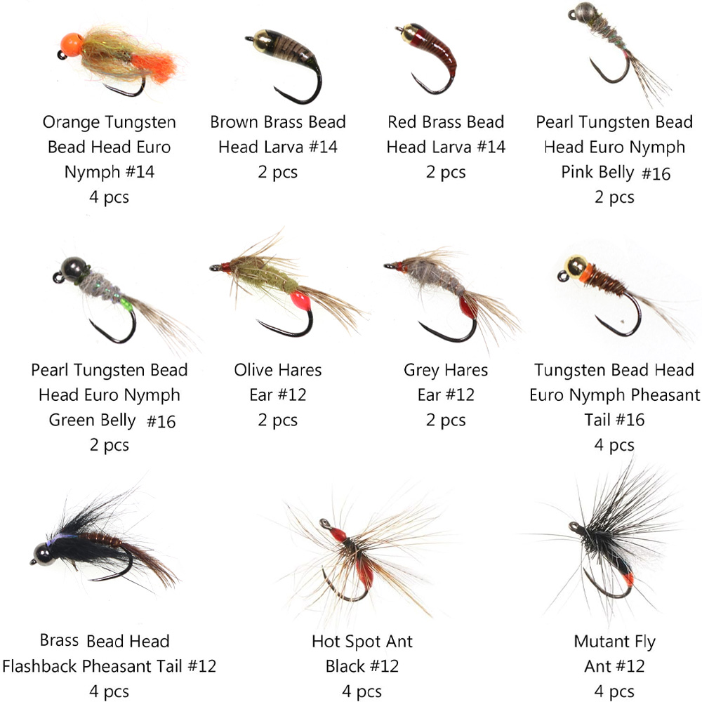 32PCS Nymph Flies Kit Trout Fi - Fishing Hook Barbless のレビューと価格