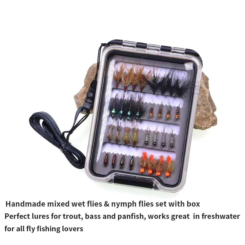 32PCS Nymph Flies Kit Trout Fi - Fishing Hook Barbless のレビューと価格
