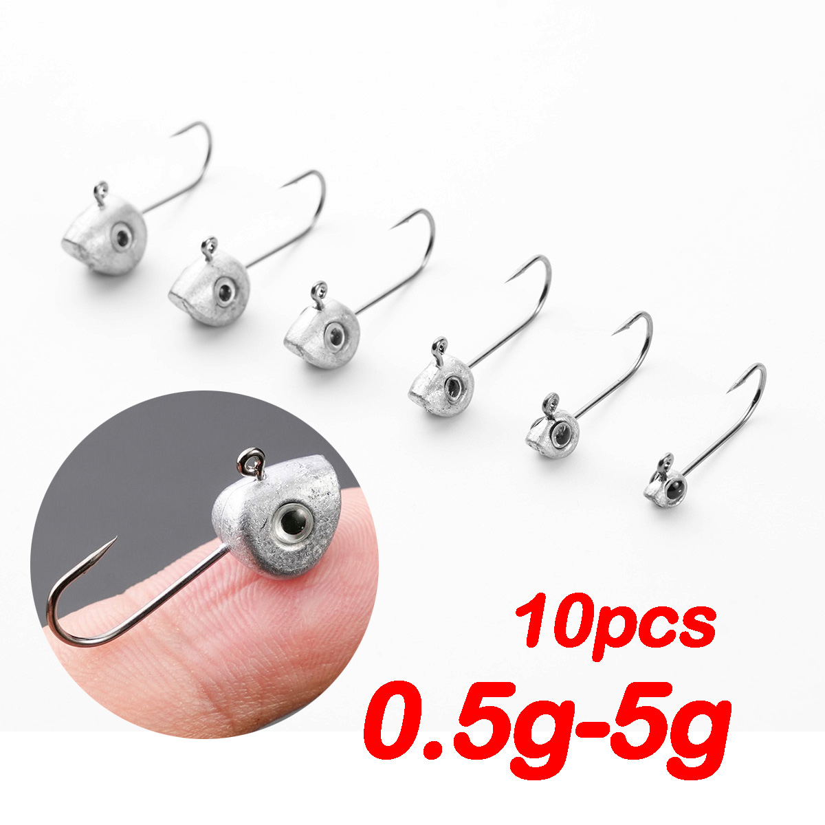 10pcs Mini Jig Head Hook 3D Ey - Fishing Hook Offset のレビューと価格