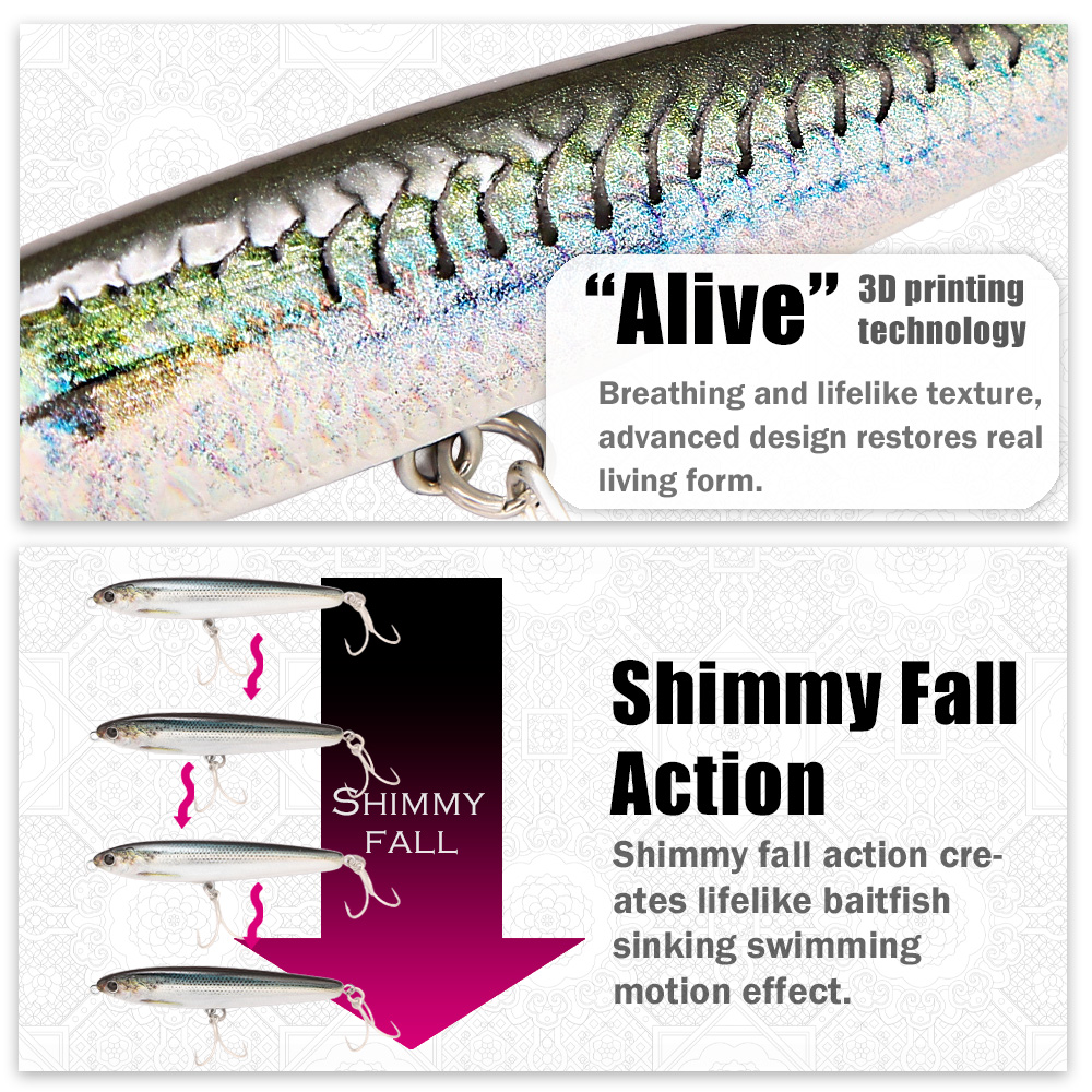 B&U Sinking Pencil Fishing Lur - Fishing Hook Treble のレビューと価格