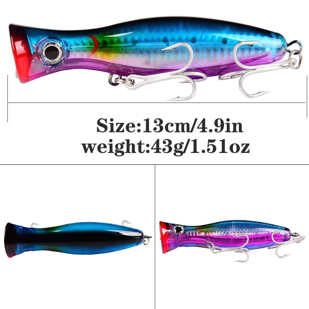 PROBEROS 1pc 13cm 43g Popper F - Fishing Hook Treble のレビューと価格