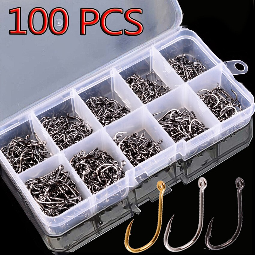New【100Pcs Fishing Hooks Set C - Fishing Hook Circle のレビューと価格