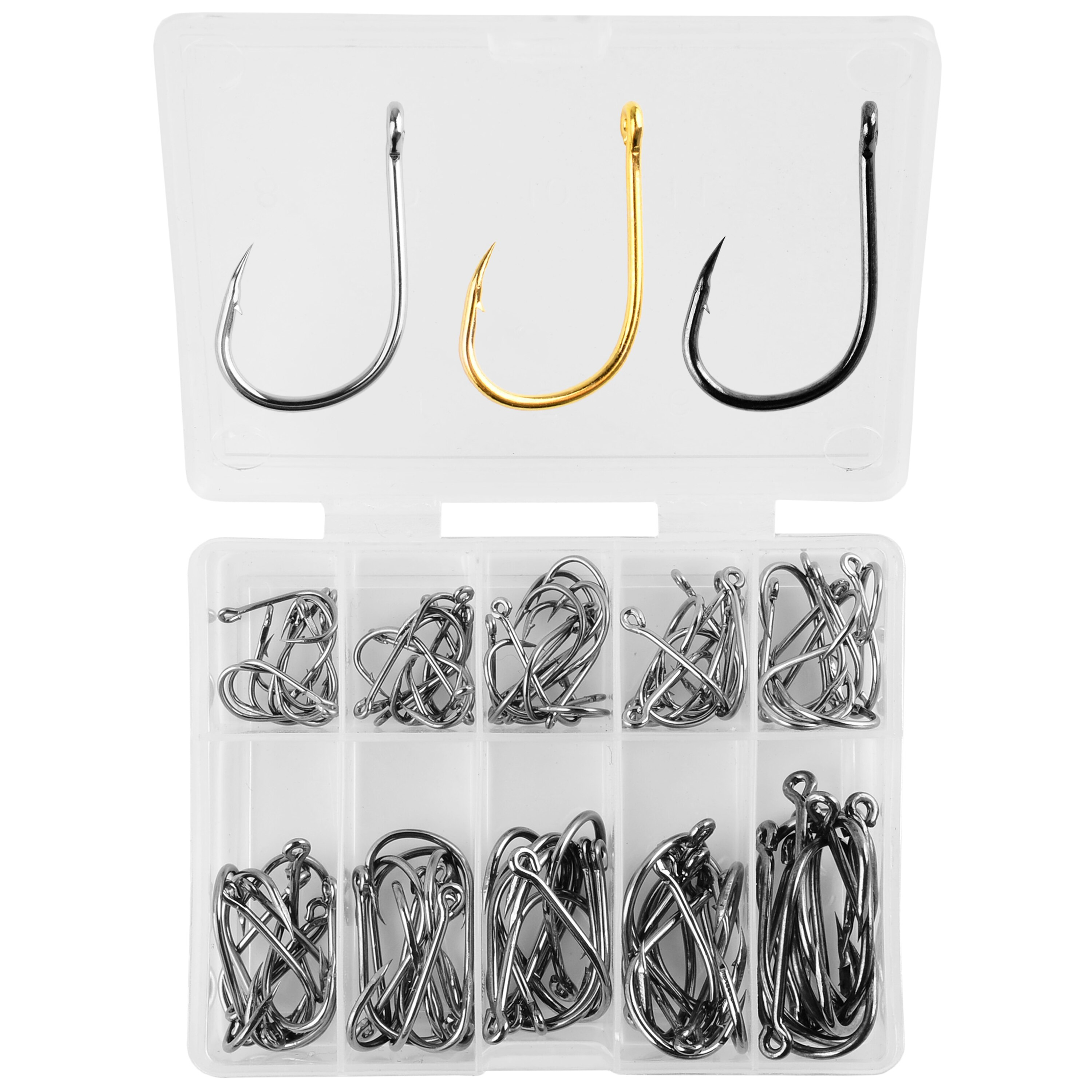 New【100Pcs Fishing Hooks Set C - Fishing Hook Circle のレビューと価格