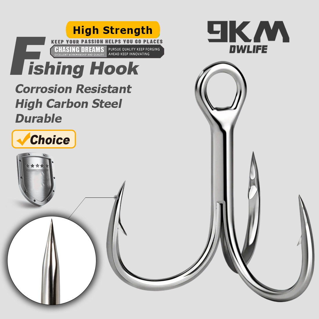 9KM Saltwater Treble Hooks 3X  - Fishing Hook Offset のレビューと価格