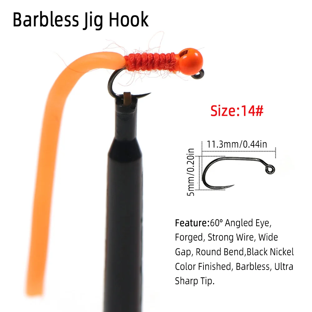 4pcs #14 Tungsten Bead Head Sq - Fishing Hook Barbless のレビューと価格