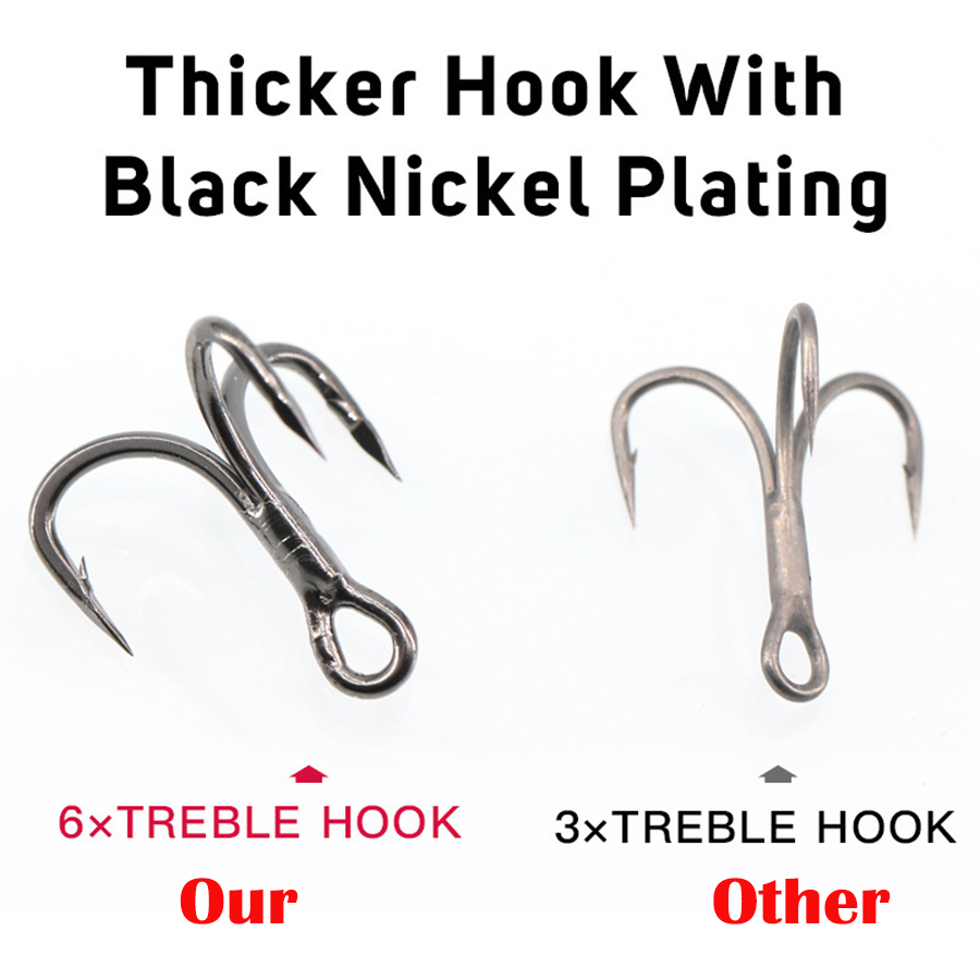6X Fishing Treble Hooks Black  - Fishing Hook Assortment のレビューと価格