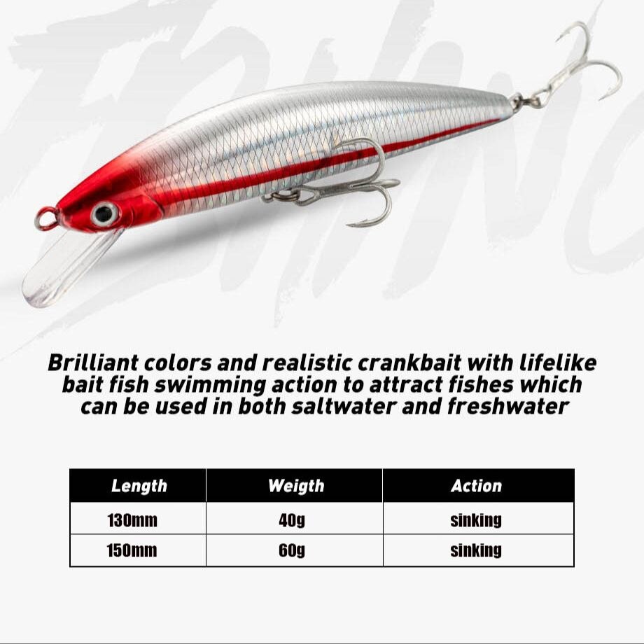Fishing Lure Sinking Minnow 13 - Fishing Hook Treble のレビューと価格
