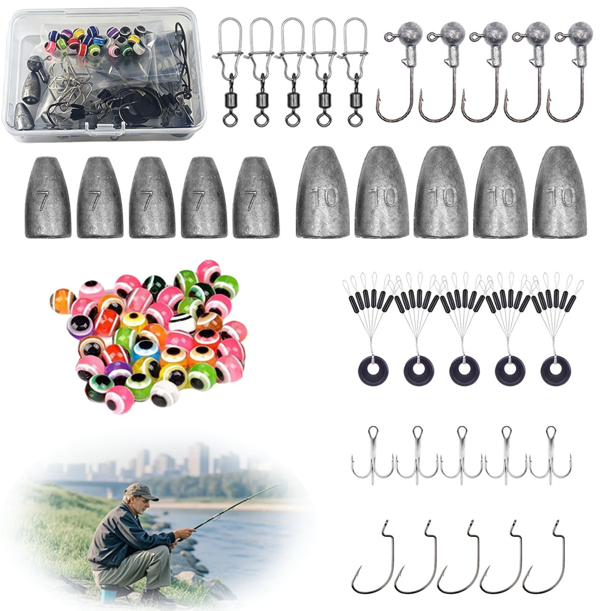 Fishing Tackle Kit Box Includi - Fishing Hook Jig のレビューと価格
